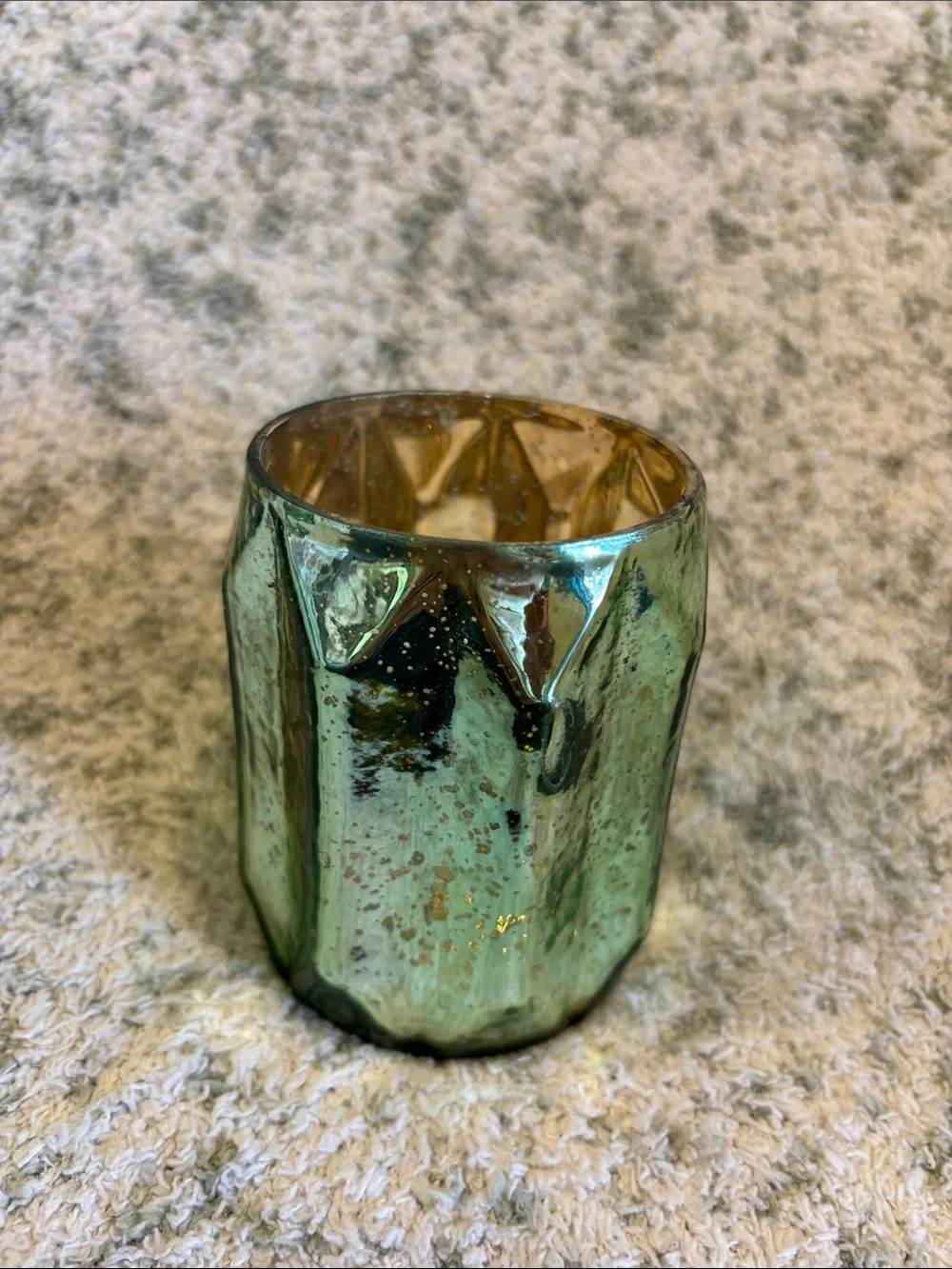 Decorative Sage Green Mercury Glass Votive Candle Holder NWT Pier One 3.75x3”